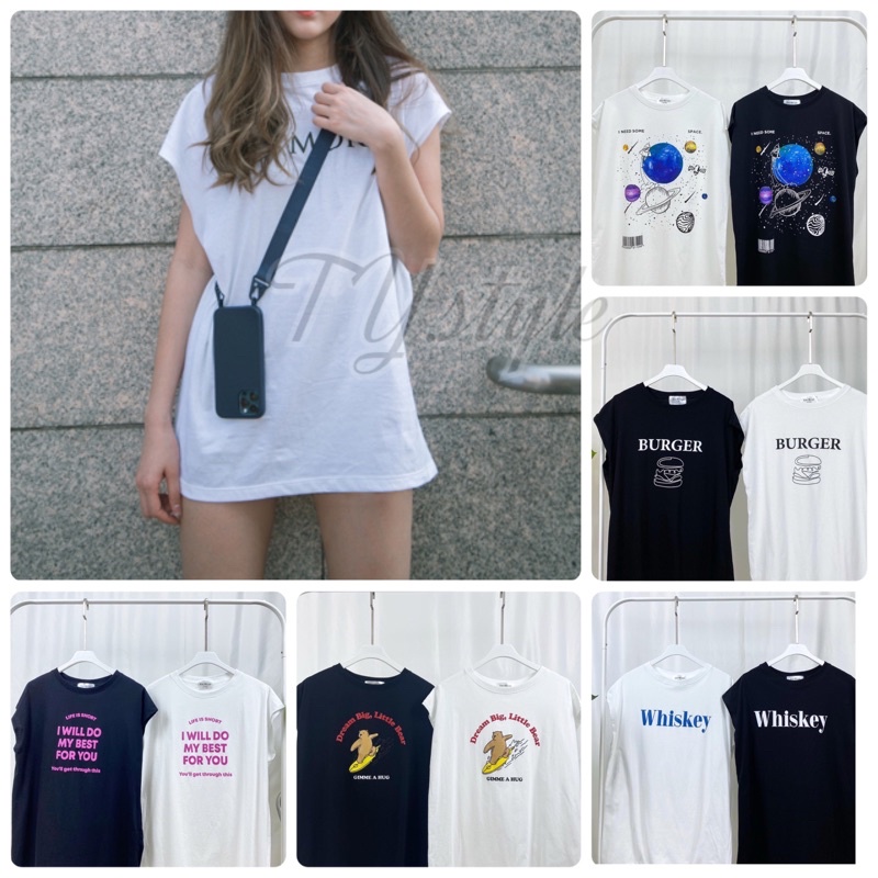✔️พร้อมส่ง✔️  เสื้อแขนกุดโอเวอไซส์ ทรงแขนล้ำ ใส่สบาย cotton100% ราคา ถูกที่สุด ดีลบีเคเค