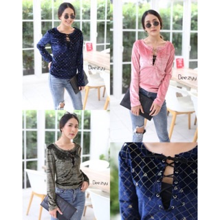 พร้อมส่ง🍭เสื้อแขนยาวกำมะหยี่