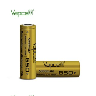 ถ่านชาร์จ Vapcell G50 INR21700 5000mAh 15A 3.7V ก้อนสีทอง หัวตัด