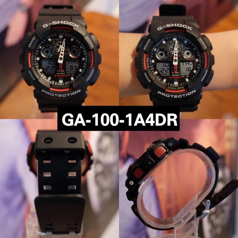 แท้/มีประกัน นาฬิกาข้อมือ Casio G-Shock รุ่น GA-100-1A4DR หน้าปัดสีดำแดง กรอบสีดำ และสายเรซินสีดำ
