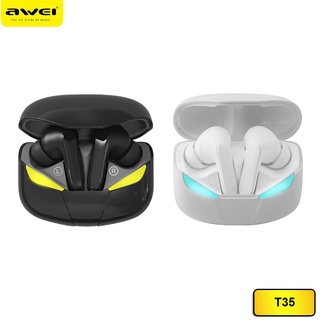 Awei T35 หูฟัง TWS ไร้สายบลูทูธ 5.0 พร้อมไฟ LED สมาร์ททัชบลูทูธ 5.0