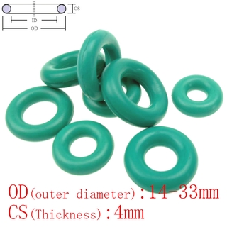 แหวนยาง O - Ring สีเขียว 10 ชิ้น 4 มม . Od 14-33 มม .