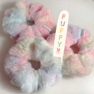 Rainbow (ไซส์ 14 cm.) Fluffy Scrunchie ยางรัดผม ขนฟูนุ่มนิ่ม ยางรัดผมโดนัท สไตส์เกาหลี