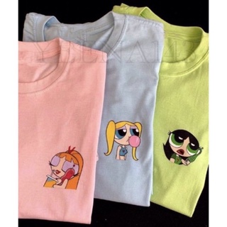 POWERPUFF GIRLS UNISEX AESTHETIC STATEMENT TSHIRT TEESเสื้อยืด