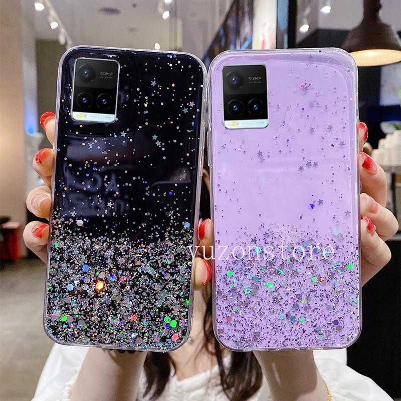 In Stock VIVO Y21 Y33s Y21s V21E V21 4G 5G เคส Glitter Case Star Silver Foil Sequins Phone Case เคสโทรศัพท Transparent TPU Phone Cover
