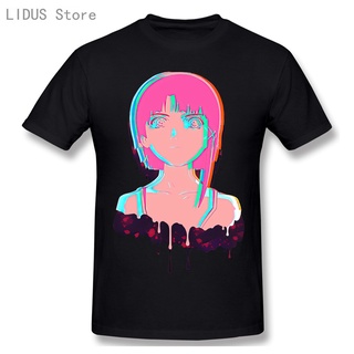 เสื้อยืดสีขาวเสื้อยืดผ้าฝ้าย 100% พิมพ์ลายอนิเมะ Lain Glitch Iwakura Weeb girl Sci Fi Japonésoversized สําหรับเด็กผู้หญิ