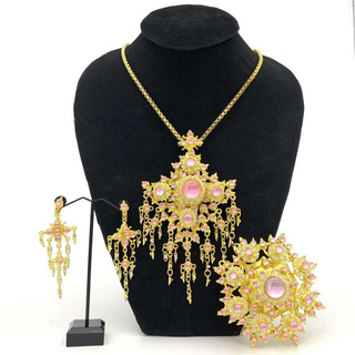 เครื่องประดับชุดไทย ชุดสร้อยคอ หัวเข็มขัด เพชร thai jewelry set