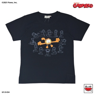 ผ้าฝ้าย 100%แตงโม (SUIKA) - เสื้อยืดคอกลม การ์ฟิล์ด ลายกางแขน GF.O-034S-3XL