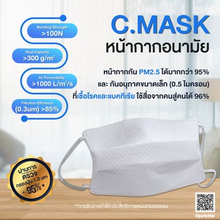 หน้ากากอนามัย C.MASK รุ่น หน้ากากอนามัย 3 ชั้น มีกระดาษกรอง PM2.5 (สีขาว)