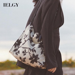 IELGY กระเป๋าโท้ท ผ้าแจ็คคาร์ด ดีไซน์เฉพาะตัว สไตล์วินเทจ สําหรับผู้หญิง