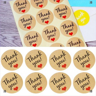 Jb สติกเกอร์กระดาษคราฟท์ ลายหัวใจ thank you สําหรับตกแต่งขนมหวาน 60 ชิ้น