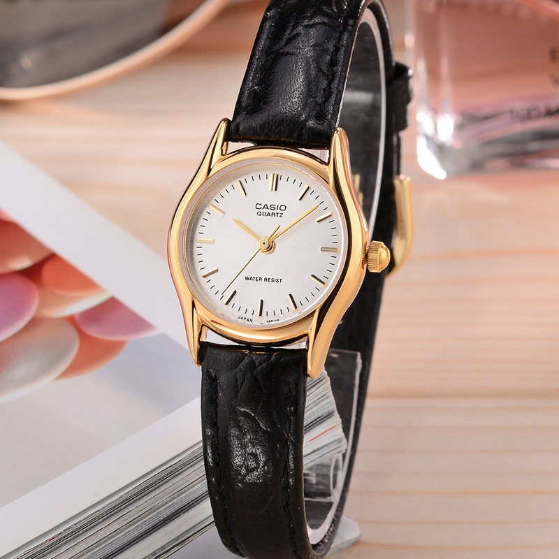 CASIO นาฬิกาข้อมือผู้หญิง รุ่น LTP-1094Q-7A สายหนัง สีดำ (สินค้าขายดี) ของแท้ 100% ประกันสินค้า 1 ปีเต็ม