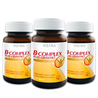 อาหารเสริมวิตามินบีรวมผสมโสมเข้มข้น VISTRA B Complex plus Ginseng (30 Tablets)  (30 เม็ด) 3 ขวด