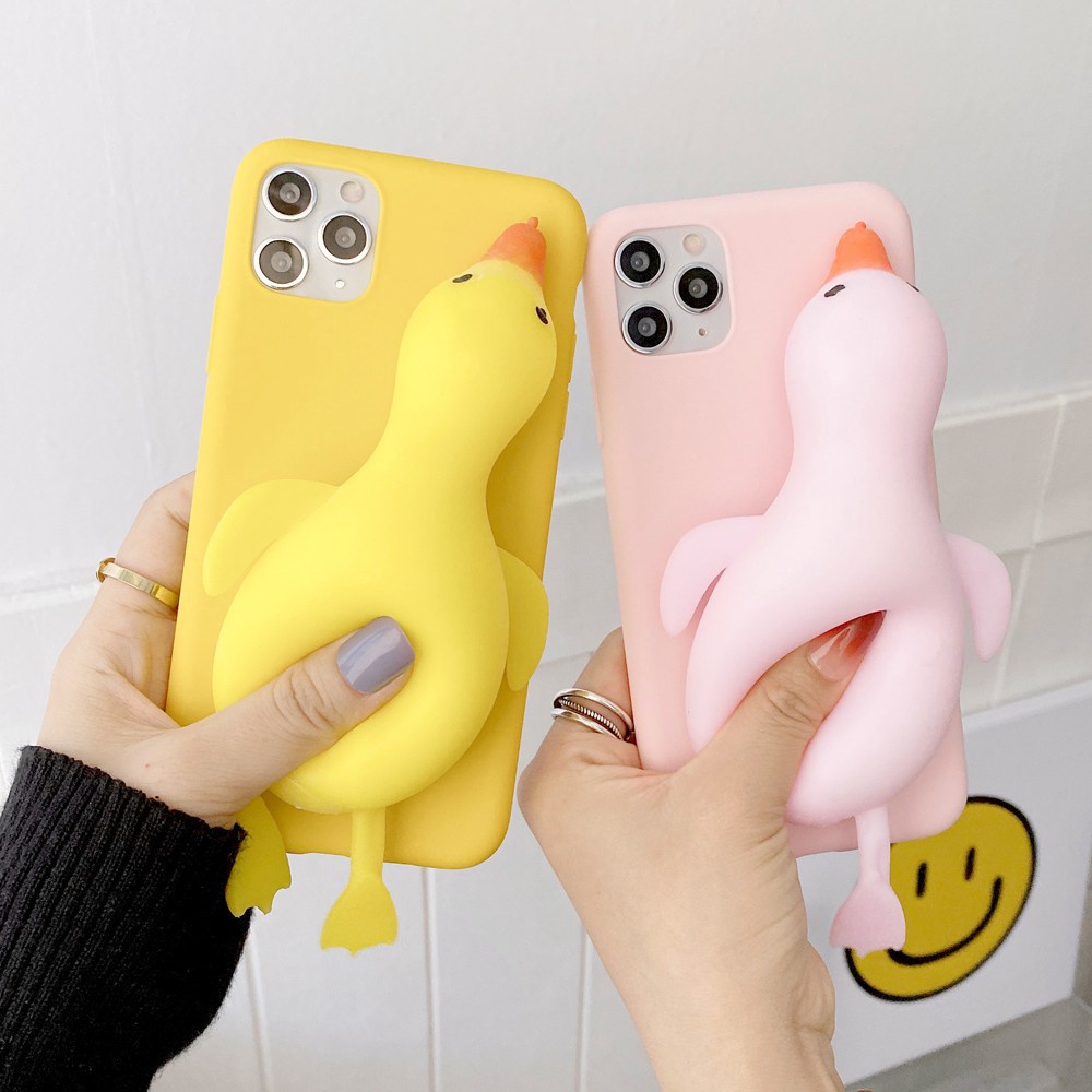 Huawei Nova 5T 7i 8i 11i Y91 6 7 8 9 10 Pro SE Soft Cartoon TPU Duck Kickstand Stand Phone Case Back Cover Casing