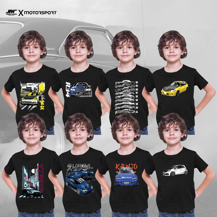 Baju Kereta Hotwheels Kanak Kanak ,เสื้อยืด Hotwheels คุณภาพระดับพรีเมียม / HONDA EK9, JAZZ, FORD MU