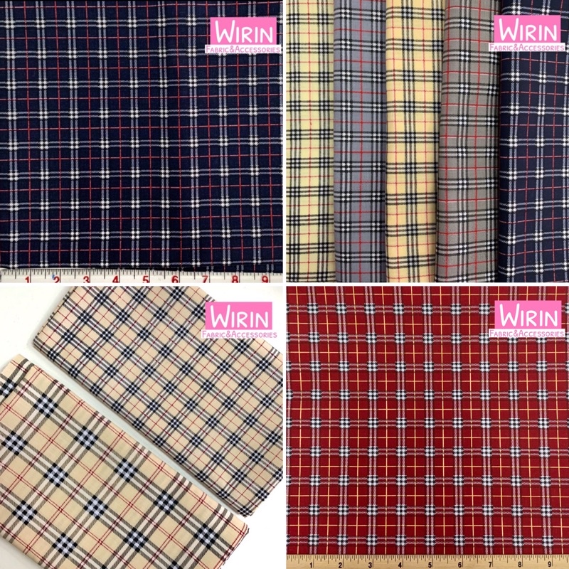 ผ้าคอตตอนผสม (Cotton Tc) ลายตาราง ลายสก๊อต ผ้าเมตร หน้ากว้าง 45 นิ้ว