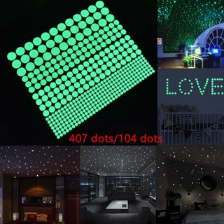 Luminous Glow Dark Star Round Dot Wall Stickers Home Ceiling Decor New