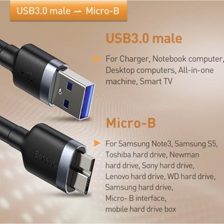 ถูก/แท้Baseus USB 3.0 to Micro-B 2A สายฮาร์ดดิสก์ 5Gbps Cable For Harddisk #2