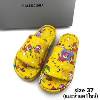 SALE!! Balenciaga shoes sandals size 37 รองเท้าแตะ รองเท้าผู้หญิง สีเหลือง น้องหมา น่ารัก บาเลนเซียก้า ของแท้ ส่งฟรี EMS