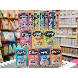 Regalos รีกาลอส อาหารเปียกแมว ไม่เติมเกลือ สำหรับแมวเด็ก แมวโต และแมวสูงวัย ขนาด70g*12ซอง