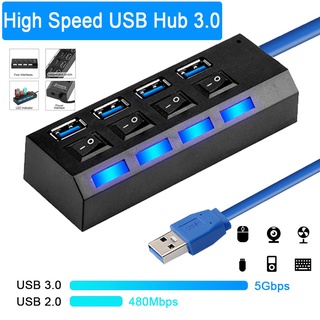USB HUB 4 Port High Speed อุปกรณ์เพิ่มช่องต่อ USB 4 พอร์ต Hi-Speed USB2.0 High Speed HUB 4Port 4Swich