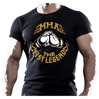 คอลูกเรือเสื้อยืด ผ้าฝ้าย พิมพ์ลาย Mma The Fist Legend สําหรับผู้ชายS-5XL