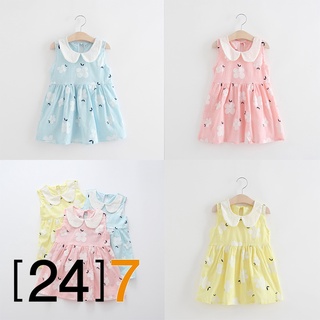 [24]7 ⭐ PETERPAN COLLAR DRESS เดรสเด็กคอบัว ลายดอกไม้ มินิเดรส ⭐