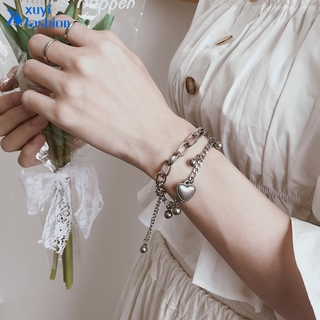 สร้อยข้อมือแฟชั่นเกาหลีหลายชั้นจี้รูปหมี , หัวใจเครื่องประดับ