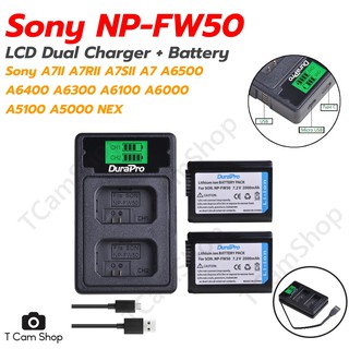 แท่นชาร์จแบตเตอรี่ + 2x แบตเตอรี่ Sony NP-FW50 NPFW50 (ฟรีถุงผ้า) Sony A6400 A5100 A6000 A6300 A6500 A7 A7II A7RII A5000