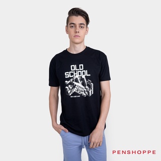 แฟชั่นยูนิเซ็กซ์ ™◇เสื้อยืดกราฟิก Penshoppe Old School สำหรับผู้ชาย (สีดำ)