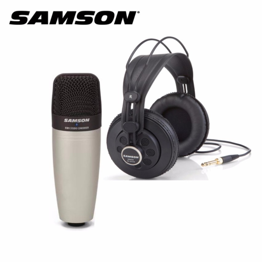 Samson C01 XLR Condenser Microphone มาพร้อม หูฟัง Samson SR-850หูฟังสตูดิโอ ระดับมืออาชีพ ใช้สำหรับงานเพลง ร้องCover