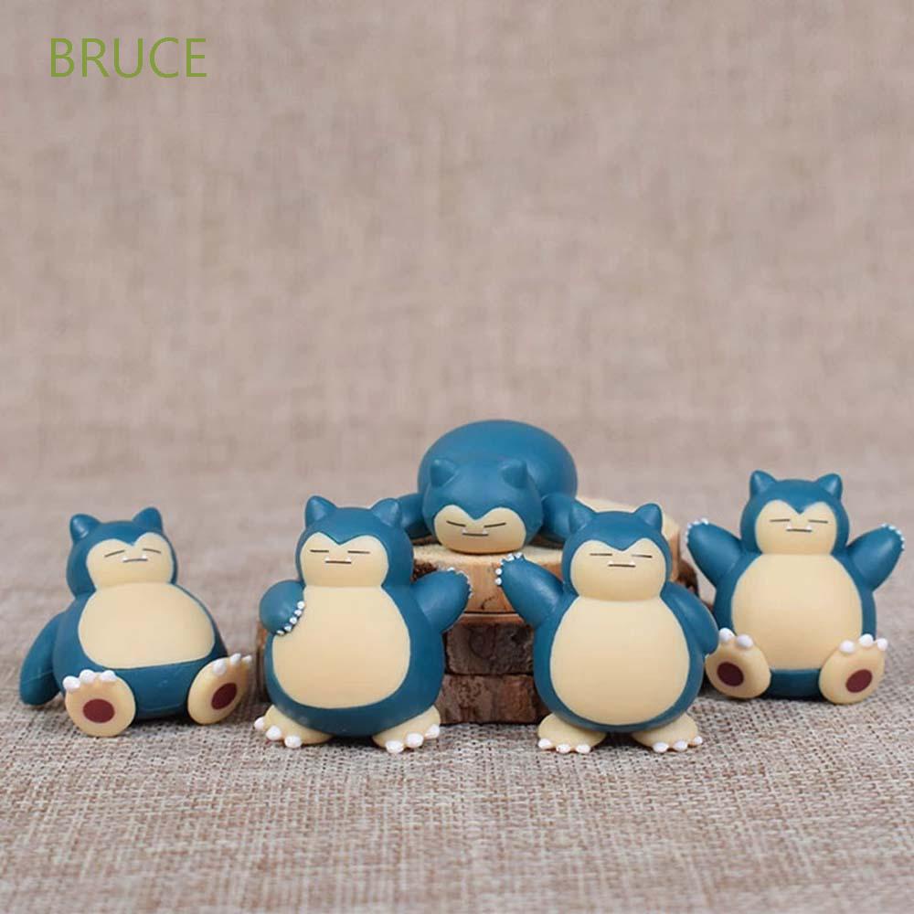 Bruce โมเดลฟิกเกอร์ตัวละครโปเกมอนขนาดมินิสําหรับตกแต่งบ้านตุ๊กตา 5ชิ้น/ล็อต 4ซม.Snorlax