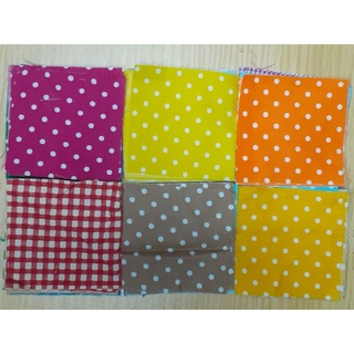 50ชิ้น 9×9ซม. ผ้า คอตต น cotton ตัด สำหรับงานต่อผ้า คลิวท์  quilt patch work กระเป๋า กิ๊บ โบว์ dye cut fabric scrapbook