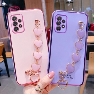 เคสโทรศัพท์ สําหรับ Samsung Galaxy A53 A23 A33 A73 A72 A52S A52 A32 A72 A13 4G 5G มือถือ ลายหัวใจ พร้อมสายคล้องมือ