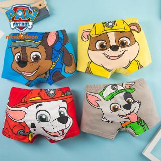 Paw Patrol ชุดชั้นในเด็กผ้าฝ้ายเ ระถมและมัธยมสามเหลี่ยมกางเกงขาสั้น 4 แพ็ค