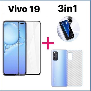 🇹🇭3in1 vivo V19 ฟิล์มเลนส์กล้อง + ฟิล์มกระจกเต็มจอ+ ฟิล์มหลัง ฟิล์มกันกระแทกขอบดำ