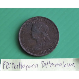 1899 Great Britain England (อังกฤษ​ 1/2 Penny  ควีนวิคตอเรีย เนื้อ​บรอนซ์​)​25.56mm