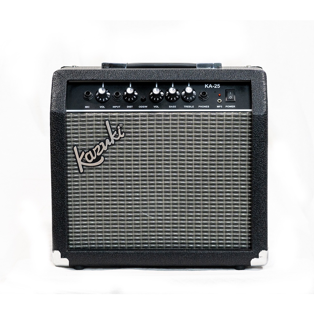 KAZUKI KA-25 Electric Guitar Amplifier KA25 ตู้แอมป์ แอมกีต้าร์ไฟฟ้า 25 วัตต์ สีดำ มีช่องเสียบ ไมโคร