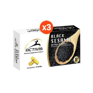 ACTIVIS น้ำมันงาดำ ผสมวิตามินอี (Black Sesame Oil plus Vitamin E) 3 กล่อง