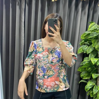 เสื้อคอเหลี่ยมลายกระต่าย (ชมพู ฟ้า ดำ ม่วง)