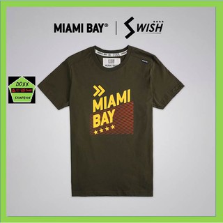 Miami bay  เสื้อคอกลม ชาย รุ่น Swish สีเขียวขี้ม้า