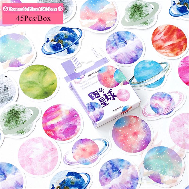 &gt; Ready Stock &lt; ❉ Romantic Planet ป้ายสติกเกอร์ ❉45Pcs/Box DIY Decals สติ๊กเกอร์ Sealing สติ๊กเกอร์