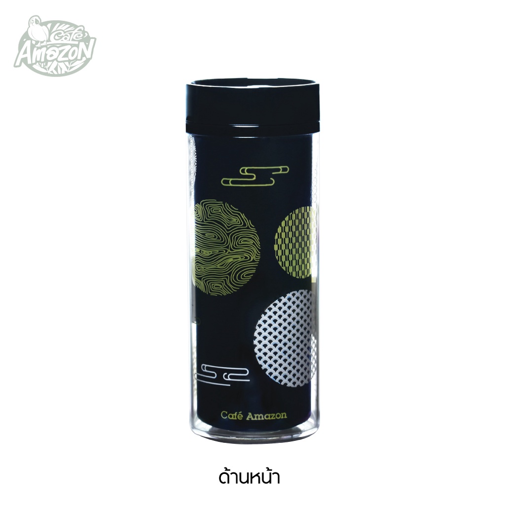 Cafe amazon แก้วพลาสติก BLACK AND GOLD  ลาย Circle (22 ออนซ์) พร้อมส่ง!
