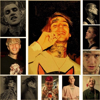 สติกเกอร์โปสเตอร์กระดาษคราฟท์ ลาย Rapper Lil Peep สไตล์วินเทจ สําหรับตกแต่งผนังบ้าน บาร์ ห้องนั่งเล่น