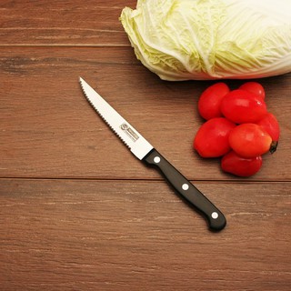 มีดสเต็ก มีดสเต็กปลายแหลม มีดหั่นเนื้อ ด้ามพลาสติก สีดำ ใช้ส…