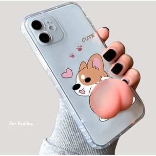 เคสโทรศัพท์มือถือแบบนิ่ม ใส ลายการ์ตูนก้นคอร์กี้น่ารัก 3d สําหรับ Realme 9i 8 7 6 5 5i 5G 4G corgi case