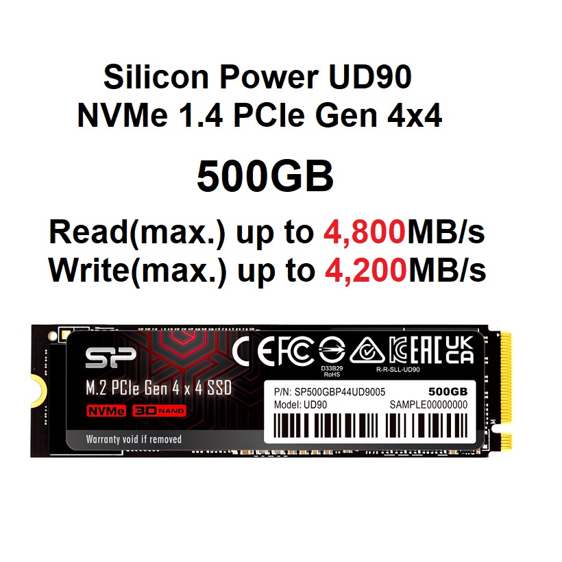 SP Siliconpower SSD M.2 PCIe Gen 4x4 UD90 Supports NVMe 1.4 read speeds ...