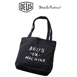 กระเป๋า tote bag เนื้อแคนวาสสีดำ สกรีนอักษรขาว แบรนด์📍DEUS แท้💯%