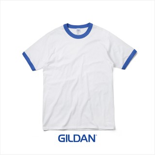 เสื้อกุ๊นแขน Gildan Ringer T-Shirt สีขาว-น้ำเงิน