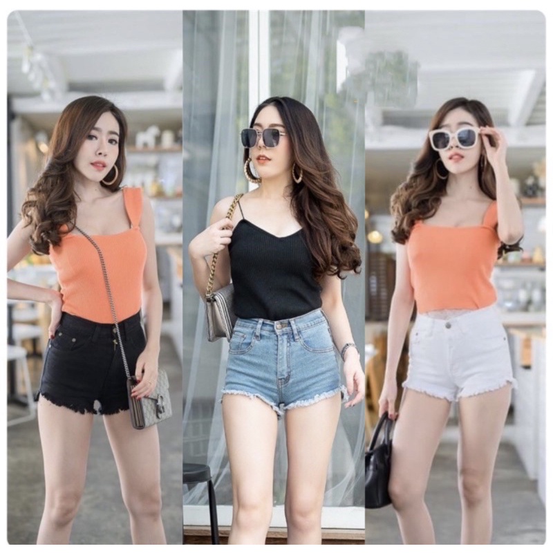 ✅กางเกงยีนส์ขาสั้นเอวสูงแบบหน้าสั้นหลังยาวเนื้อผ้ายืดนิ่มใส่สบายทรงเป๊ะใส่เข้ารูปสวยพอดี🔥🔥